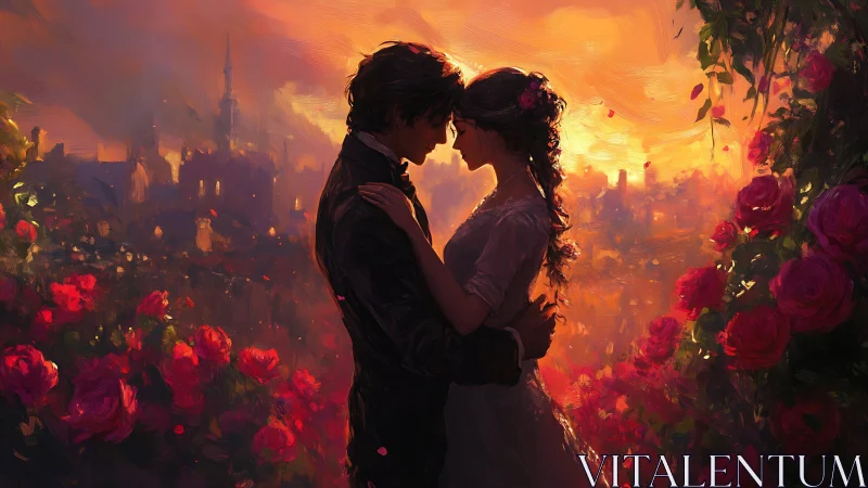 Two Hearts Find Magic Among Crimson Roses