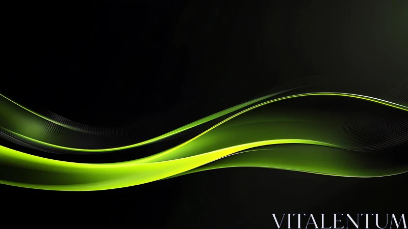 Luminous green waves drifting across a calm dark horizon.