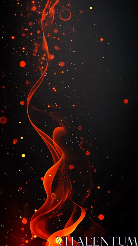 Flowing Red Energy Stream Against Dark Space.