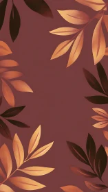 Warm terracotta backdrop with stylized golden foliage framing