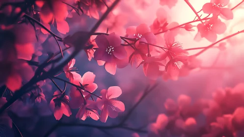 Luminous Pink Floral Bloom with Bokeh Atmospheric Depth.