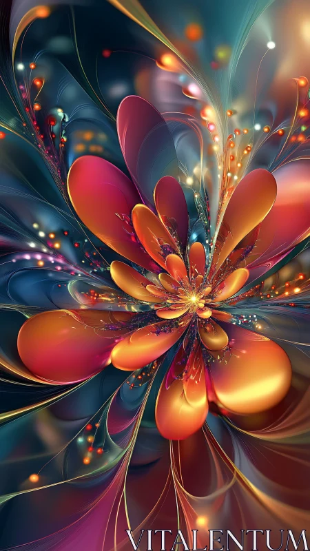 Fractal petal bloom with iridescent gradients and radial flow.