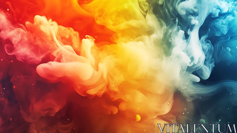 Digital painting of chromatic smoke plumes in dynamic motion.