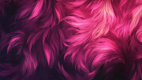 Bright pink feather textures form dense overlapping waves