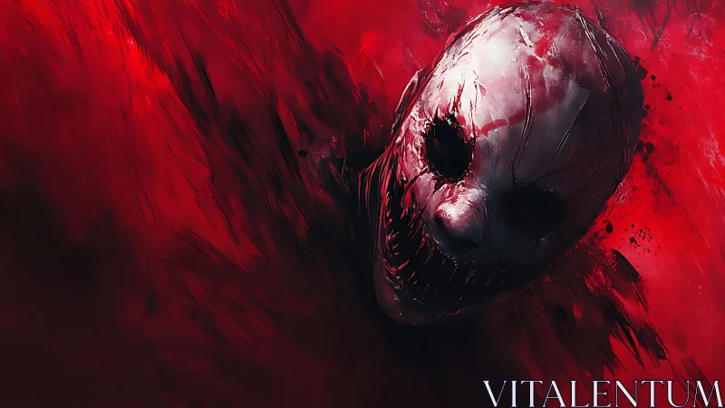 Haunting red nightmare swirls around a grinning hollow mask
