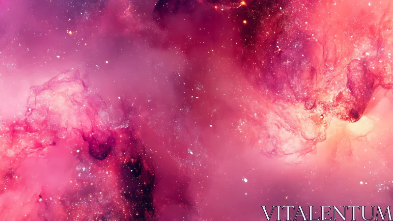 Pink nebula cloudscape fills frame with dense star field