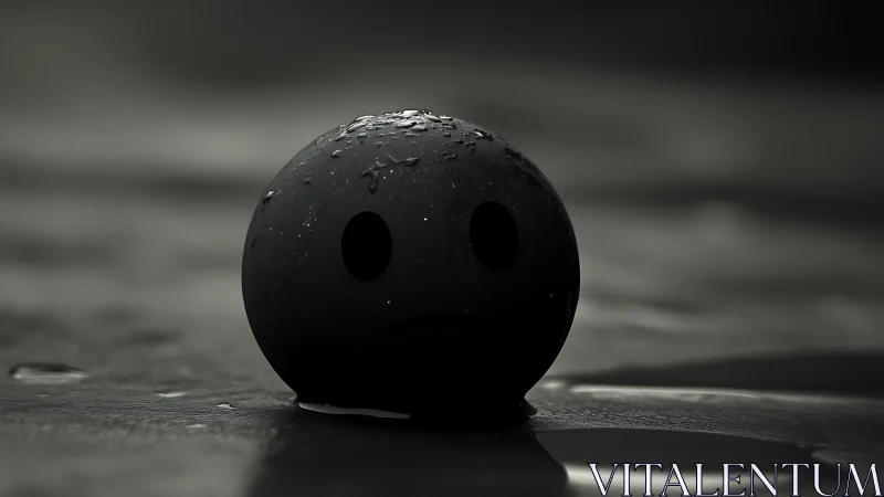 Minimalist sad sphere in monochrome cinematic shallow focus.