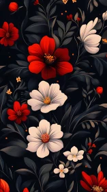 Red and Cream Blooms Dance in Twilight Elegance.