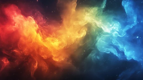 Cosmic color storms colliding in a radiant nebula dance.