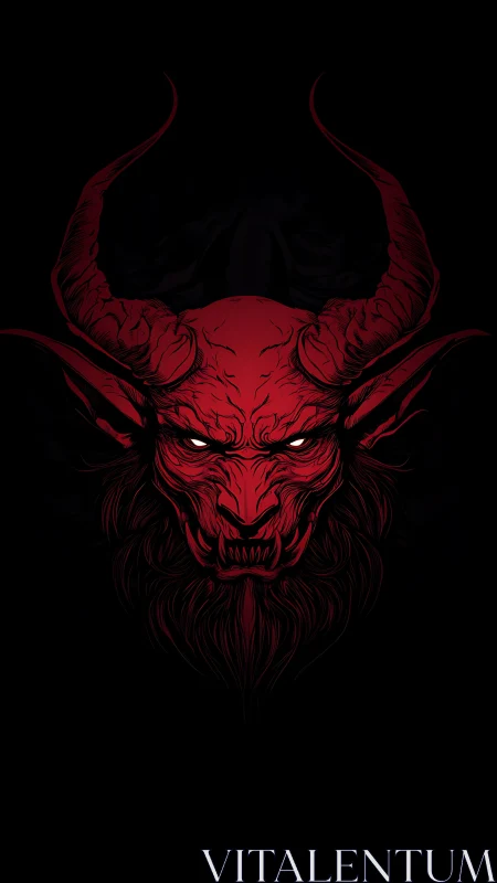 Crimson horned warden glares out from the digital abyss