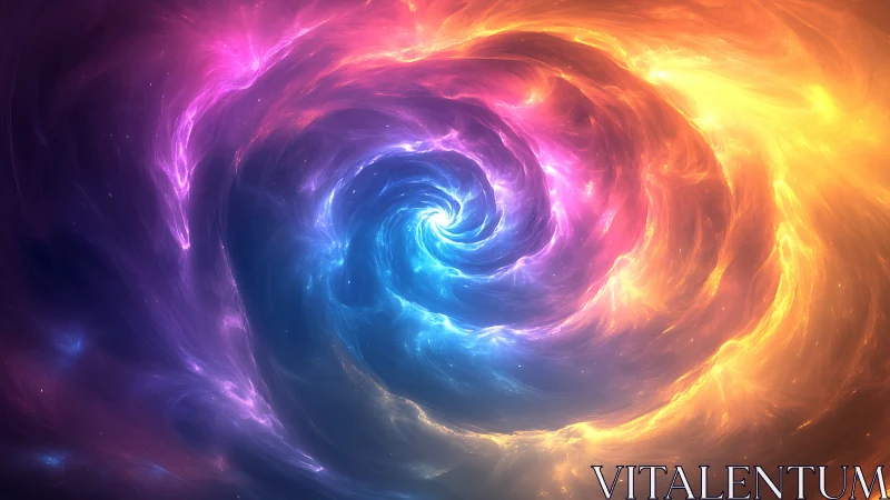 Spiral nebula structure with multicolor luminous gas field.