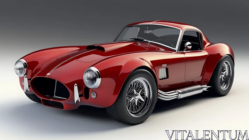Classic red sports coupe gleams with polished chrome accents.