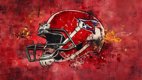 Crimson football helmet streaks through a storm of gritty color