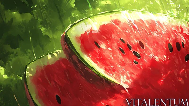 Juicy watermelon slices glow with fresh summer color