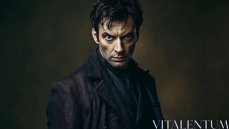 Moody three-quarter male portrait with dramatic rim lighting