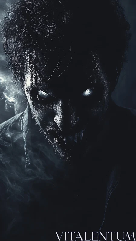 Shadowlit creature with glowing eyes stalking the darkness.