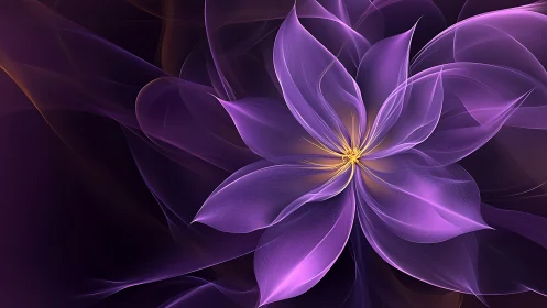Luminous violet fractal flower blooms over deep twilight space