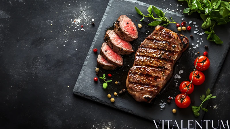 Sizzling steak stripes flirt with ruby centers and bright greens