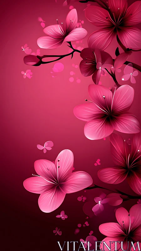 Pink Blooms Dancing in Magenta Light.