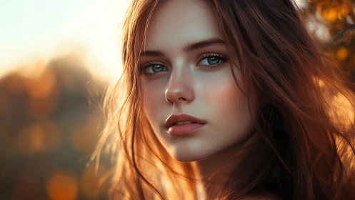 Soft autumn portrait glowing with gentle golden light.