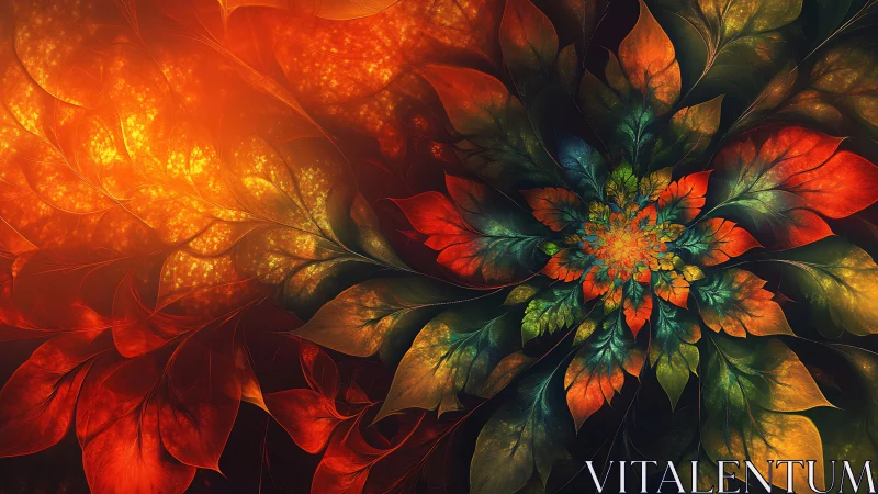 Vibrant fractal flower pattern in fiery autumn colors.