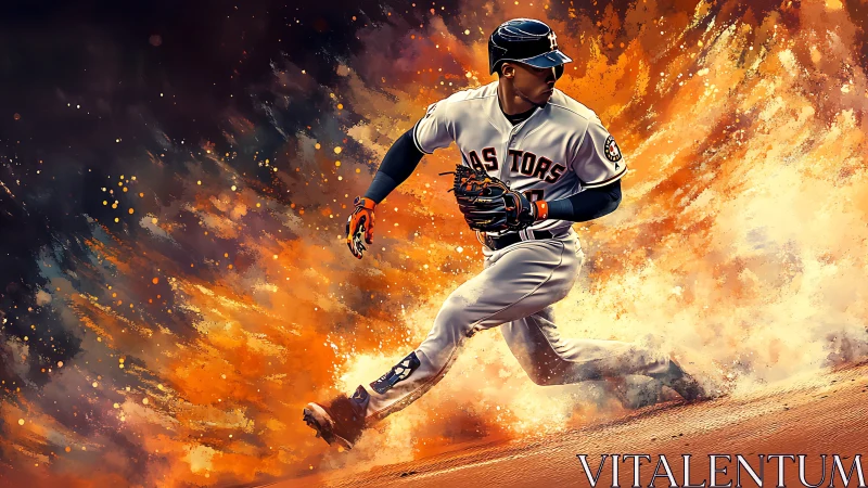 Dynamic baseball runner rendered in high-impact digital painting