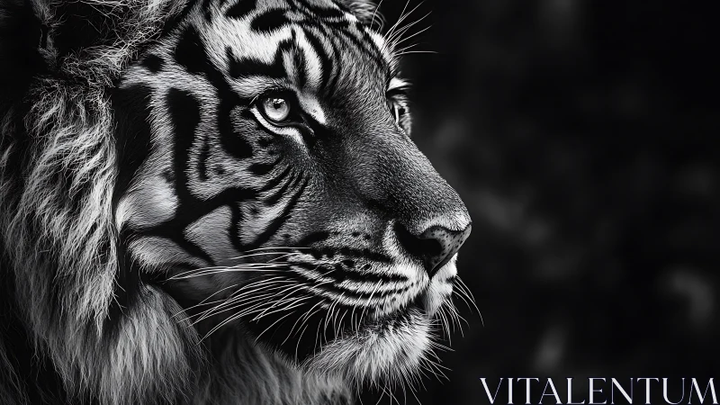 Monochrome tiger profile studies high-contrast facial topography