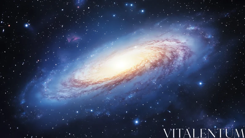 Spiral galaxy core glowing within dense star field in space.