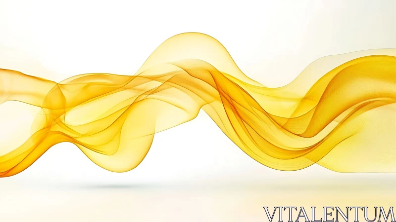 Golden flowing wave abstract on bright white field.