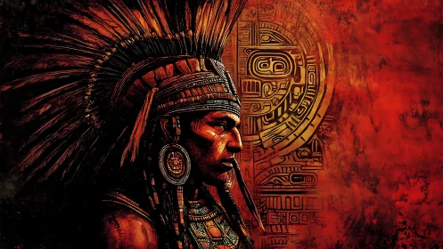 Warrior profile aligns with stylized Mesoamerican glyph relief