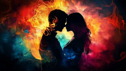 Two Souls Connected in a Vibrant Dance of Fire and Ice