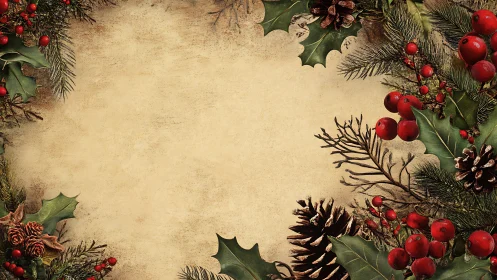 Rustic Christmas border frames blank parchment background