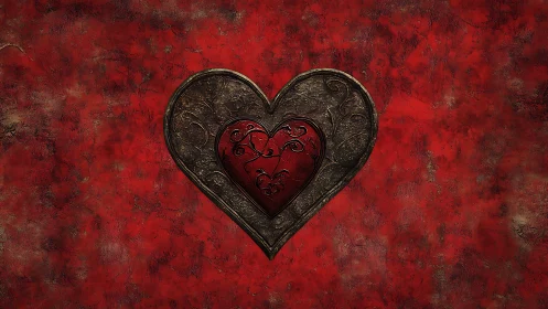 Ornamental Heart Form with Nested Metal Framework and Baroque Filigree Detailing