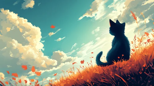 Silhouette Contemplates Dreams Amid Wildflower Fields