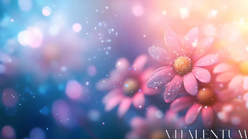 Luminescent Bloom: Dewdrop Daisy Dancing Through Stardust.