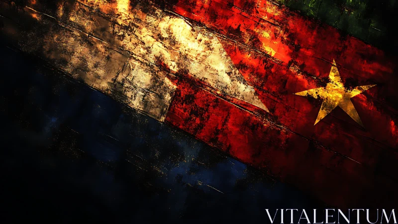 Grunge style Cuban flag with textured light and shadow effects.