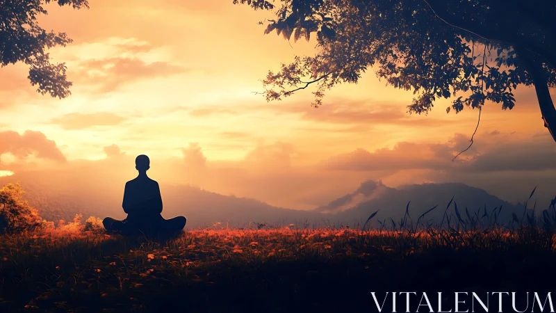 Golden hour meditation beneath a quiet mountain sky.