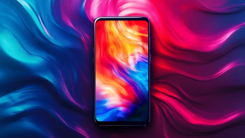 Bezel-less smartphone anchors neon fluid gradient lightscape