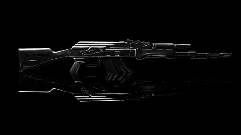 Rendered Kalashnikov Platform Rifle System Technical Visualization. Black