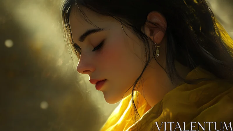 Backlit feminine profile rendered with soft volumetric lighting realism