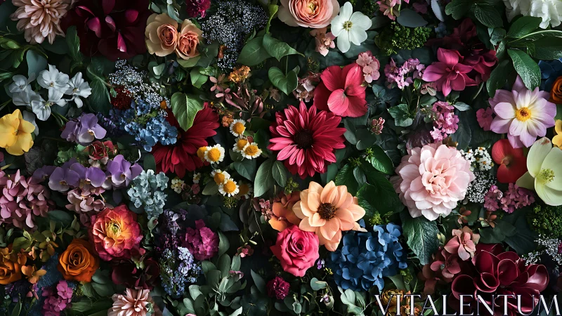 Velvet Chaos: Where Blooms Tango in Prismatic Abundance.