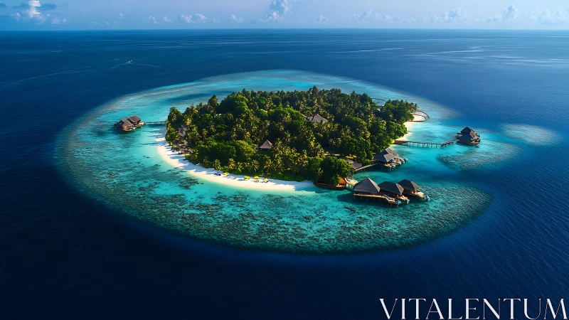Tropical Island Resort Aerial View from Above.
