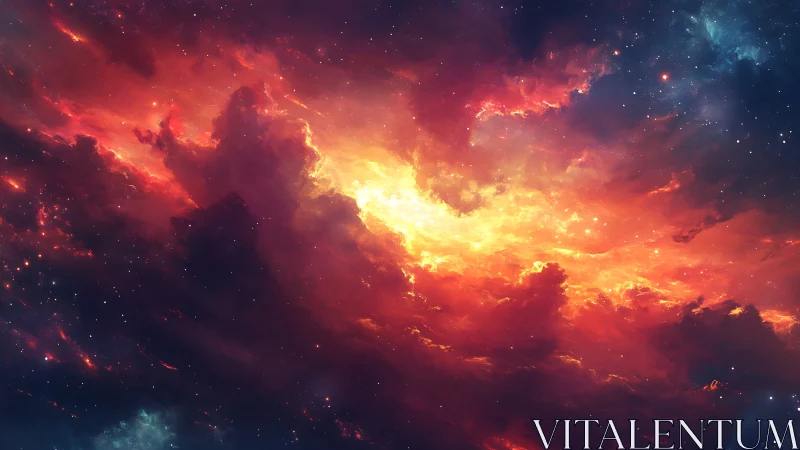 Stellar nebula cloud with intense orange and red glow.