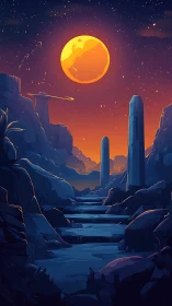 Luminous exoplanet horizon with monolithic basalt conduits.