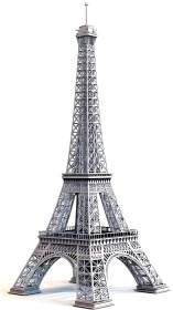 Detailed Eiffel Tower 3D render captures elegant iron lattice