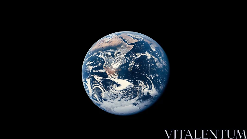 Satellite photograph shows Earth suspended against black space