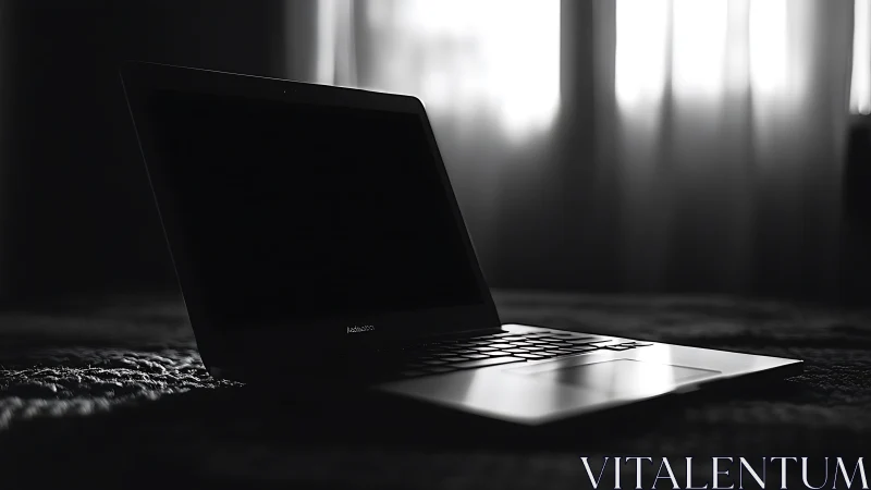 Soft morning light settles gently on a quiet open laptop
