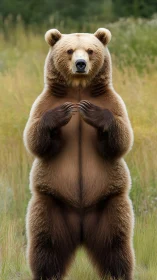 Standing brown bear rendered with precise bilateral symmetry