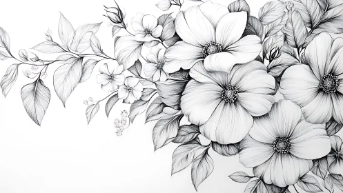 Delicate Blooms in Graphite.