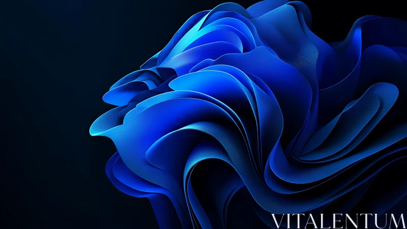 Layered blue abstract waves on dark gradient background.